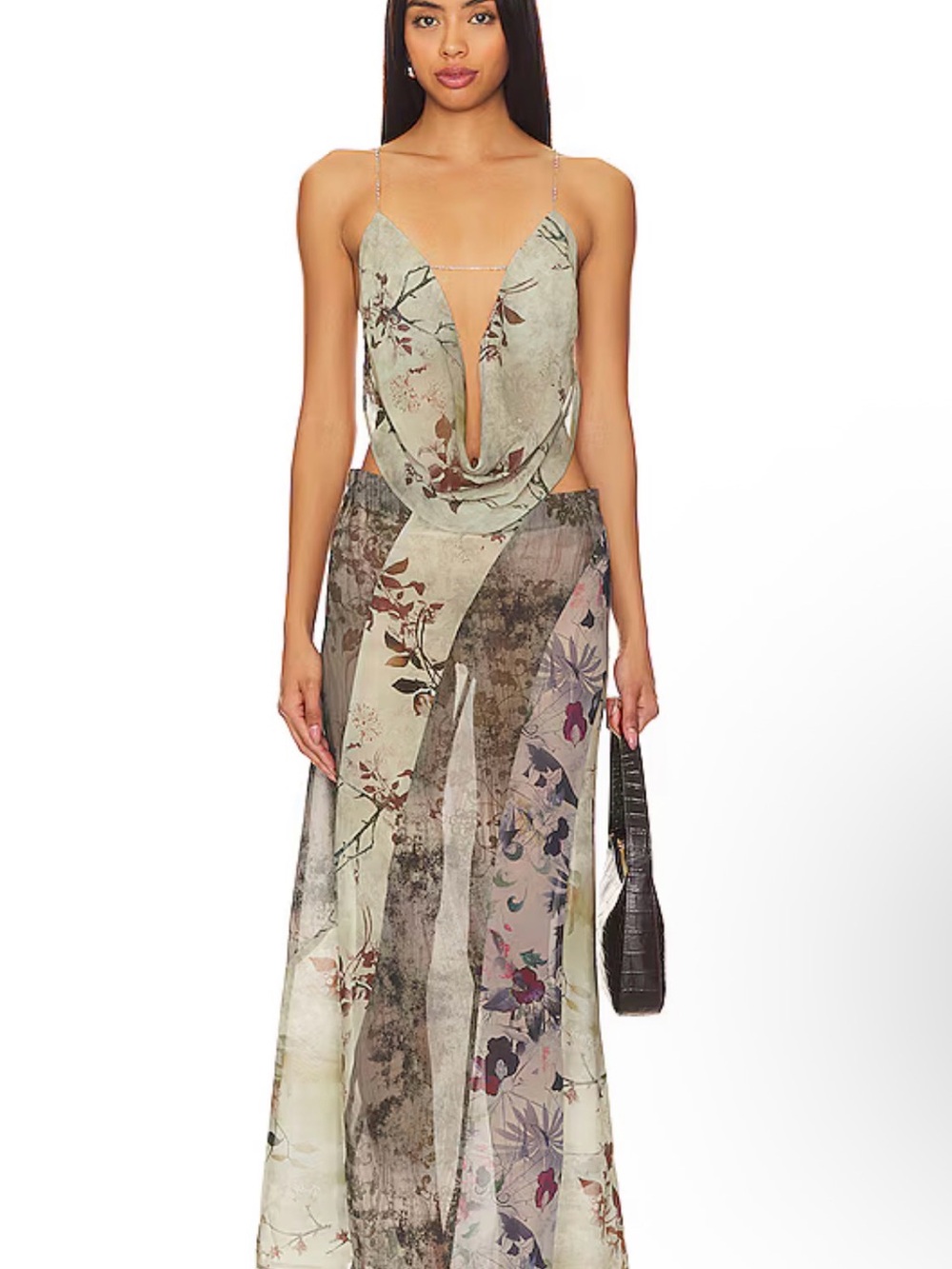 Jaded London Sage Floral Cowl Maxi Dress